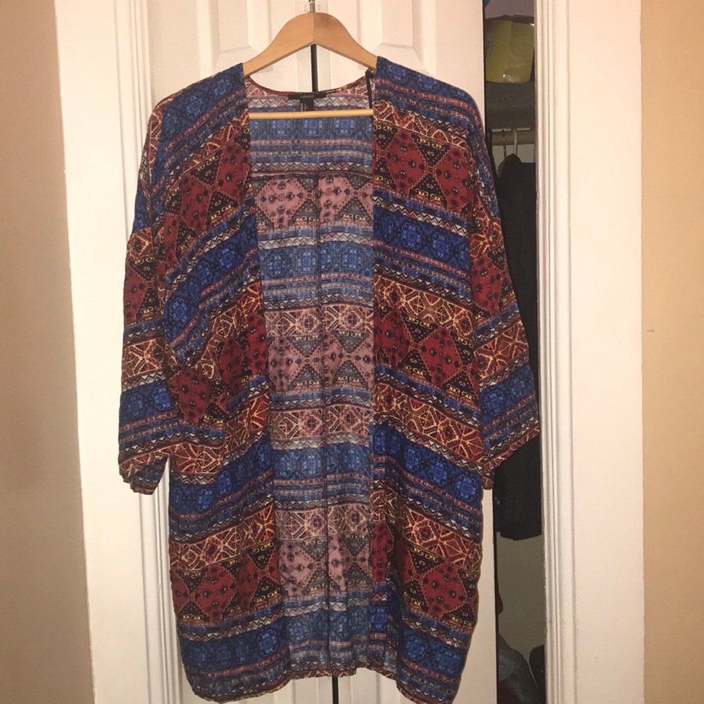 Red and blue kimono forever 21 brand